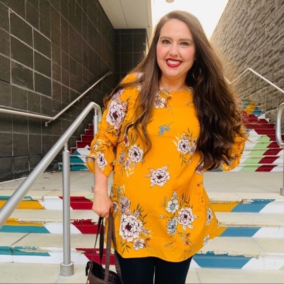 Yellow Floral Tunic Dress - Picture 1 of 6